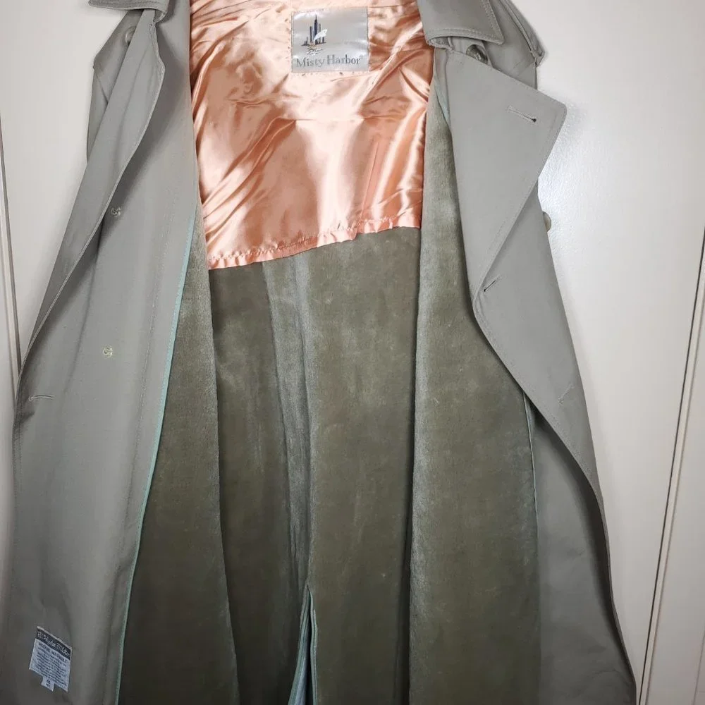 Vintage 80's Men's Beige Double Breasted Trench Coat - 46R - Misty Harbor - Like - Picture 12 of 14